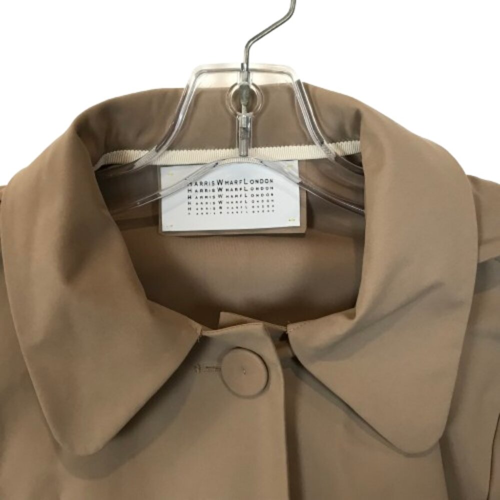 Womens Size Small Harris Wharf London Tan Detachable Hood Single-Breasted Jacket - Picture 2 of 3